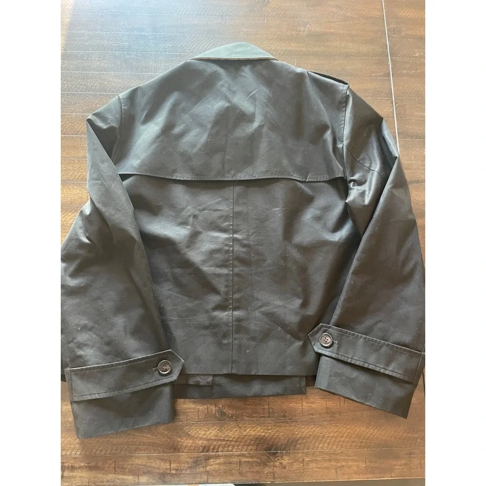 Coach Short Trench Jacket Black Double Breasted Cropped Coat Womens Large - Picture 7 of 7